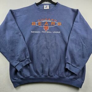 Vintage Logo Athletic Chicago Bears NFL Crewneck Sweatshirt Navy Blue XLT USA